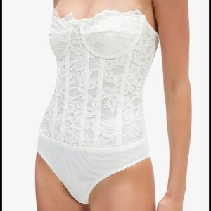 Bardot Women’s Cream Lace Bustier Strapless Bodysuit XL 10